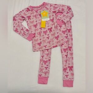 Tiny Jams Bamboo Pink Bows PJ Set - NEW - Size 5T